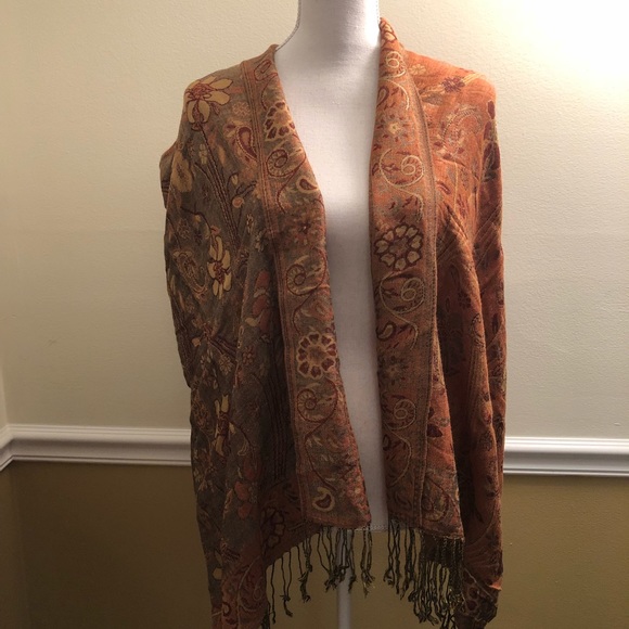 Floral scarf {dark red & brown} - Picture 2 of 3